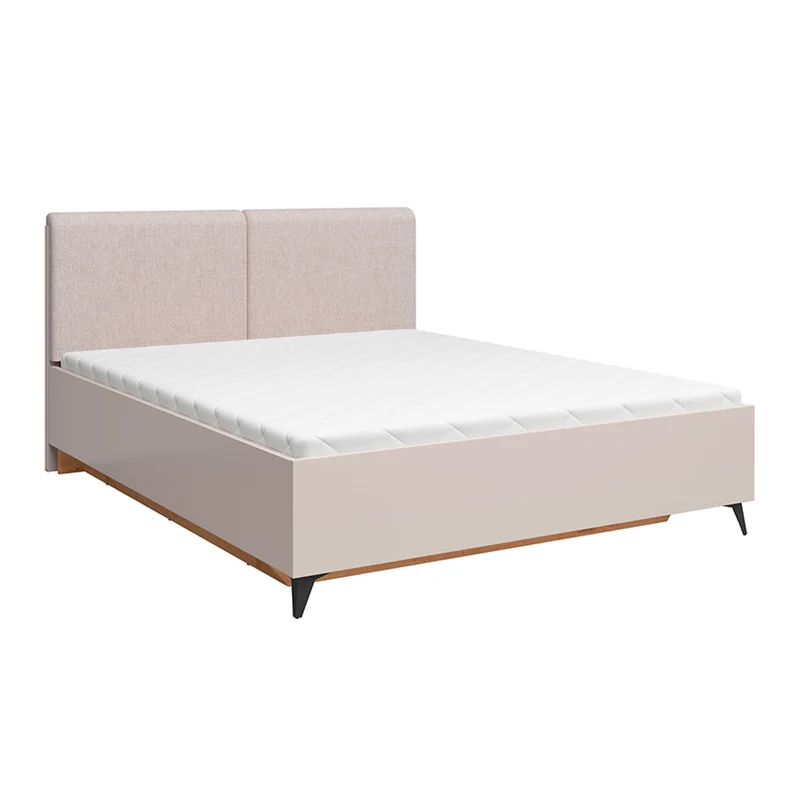 Lit coffre 160x200 sommier inclus ouverture de côté Vicky Cachemire et Bois