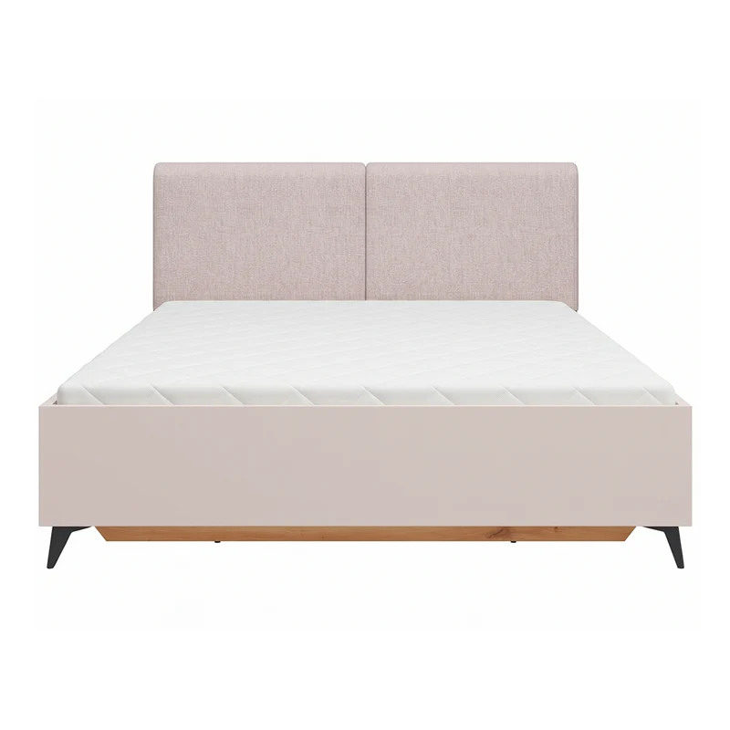 Lit coffre 160x200 sommier inclus ouverture de côté Vicky Cachemire et Bois