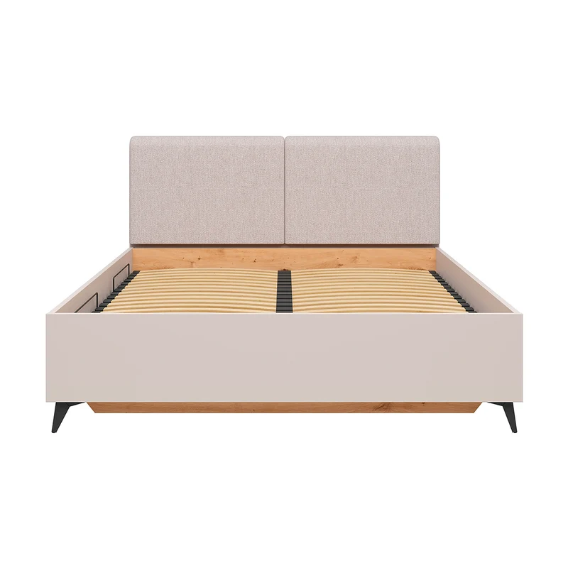 Lit coffre 160x200 sommier inclus ouverture de côté Vicky Cachemire et Bois