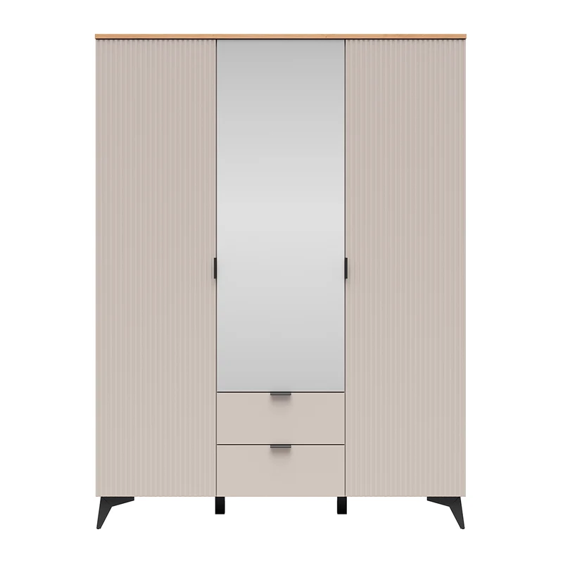 Armoire 3 portes 2 tiroirs Vicky Cachemire et Bois