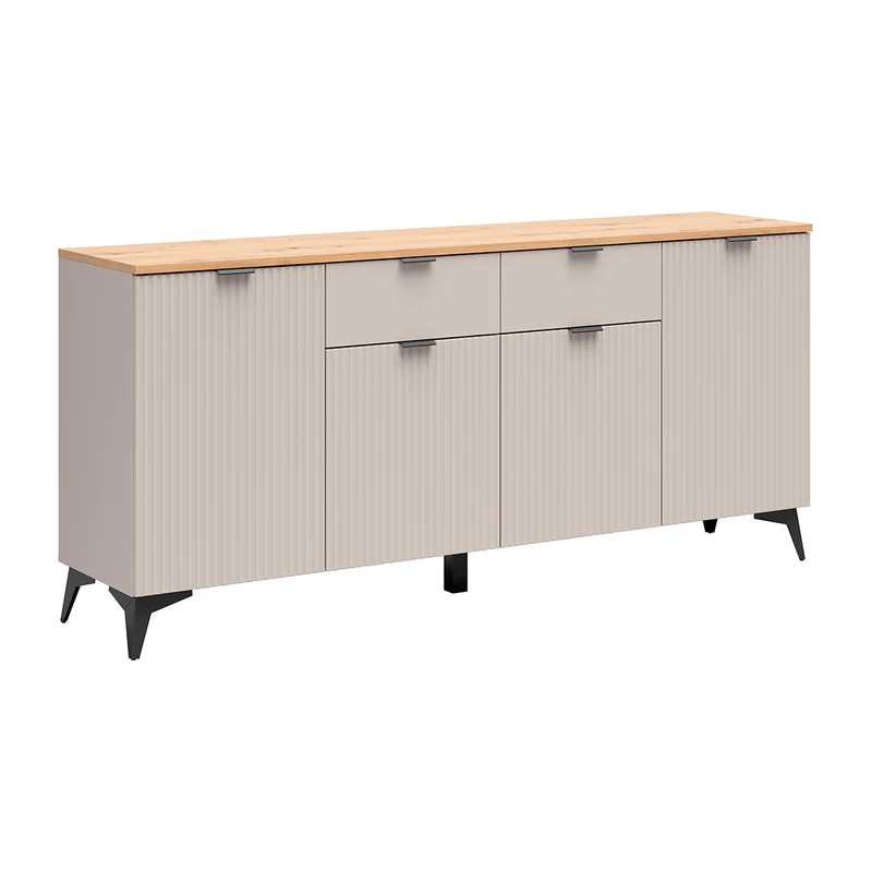 Buffet 4 portes 2 tiroirs Vicky Cachemire et Bois