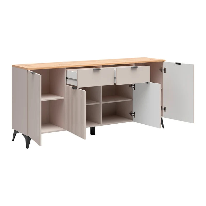 Buffet 4 portes 2 tiroirs Vicky Cachemire et Bois