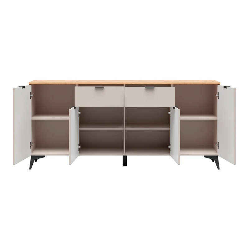 Buffet 4 portes 2 tiroirs Vicky Cachemire et Bois