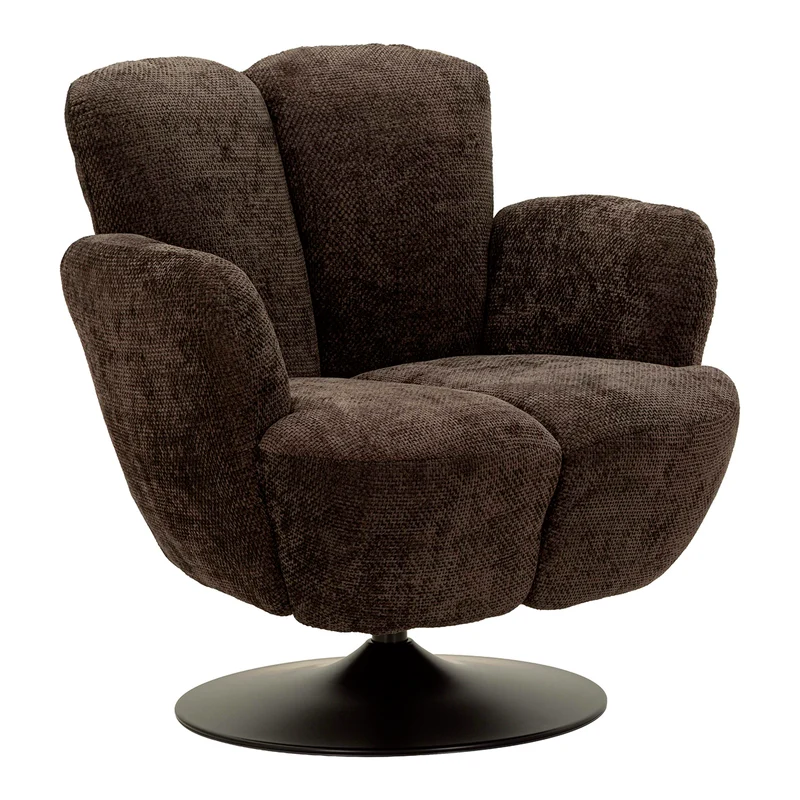 Fauteuil pivotant Jesse tissu chenille Noir