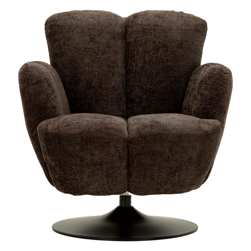 Fauteuil pivotant Jesse tissu chenille Noir