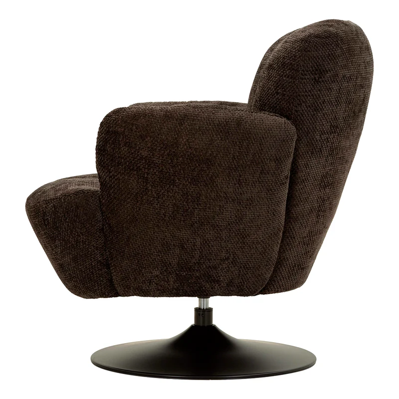 Fauteuil pivotant Jesse tissu chenille Noir