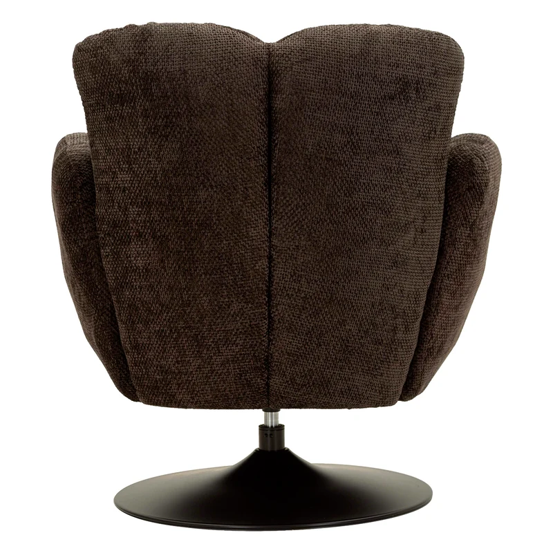 Fauteuil pivotant Jesse tissu chenille Noir