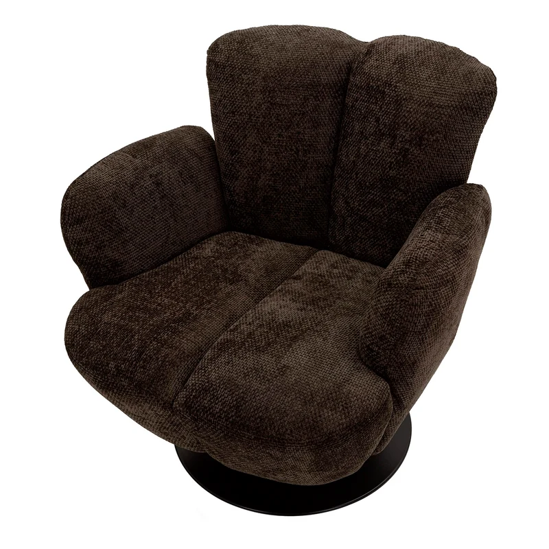 Fauteuil pivotant Jesse tissu chenille Noir