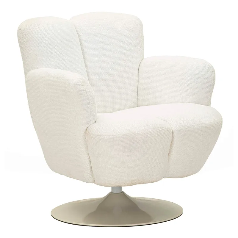 Fauteuil pivotant Jesse tissu chenille Blanc
