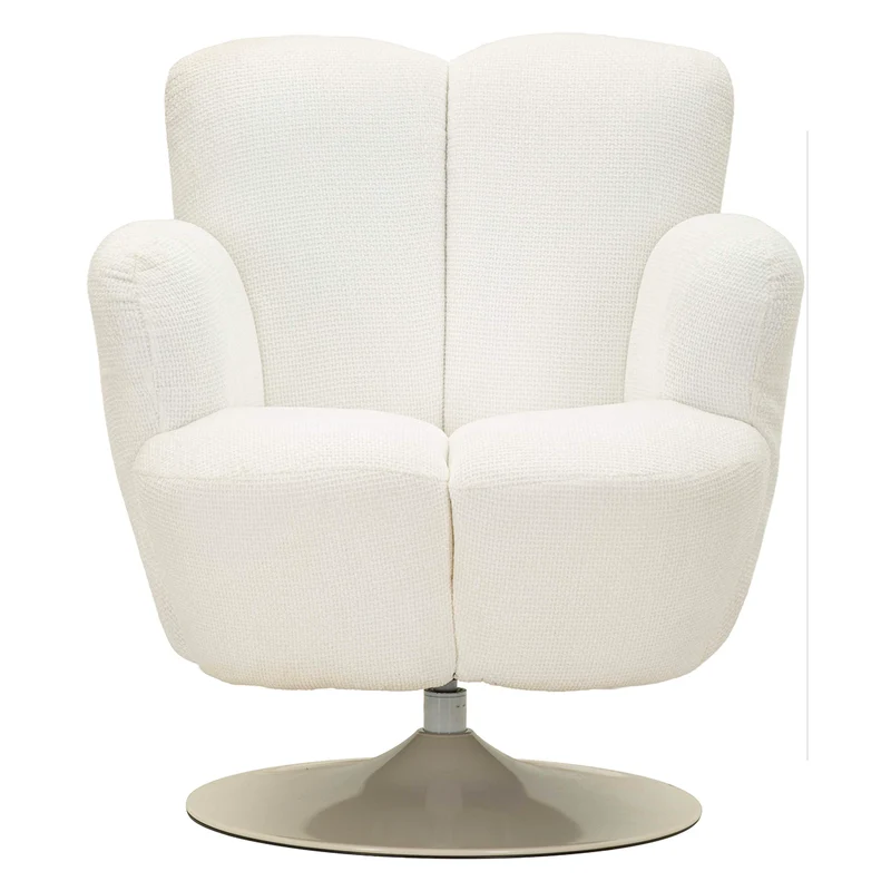 Fauteuil pivotant Jesse tissu chenille Blanc