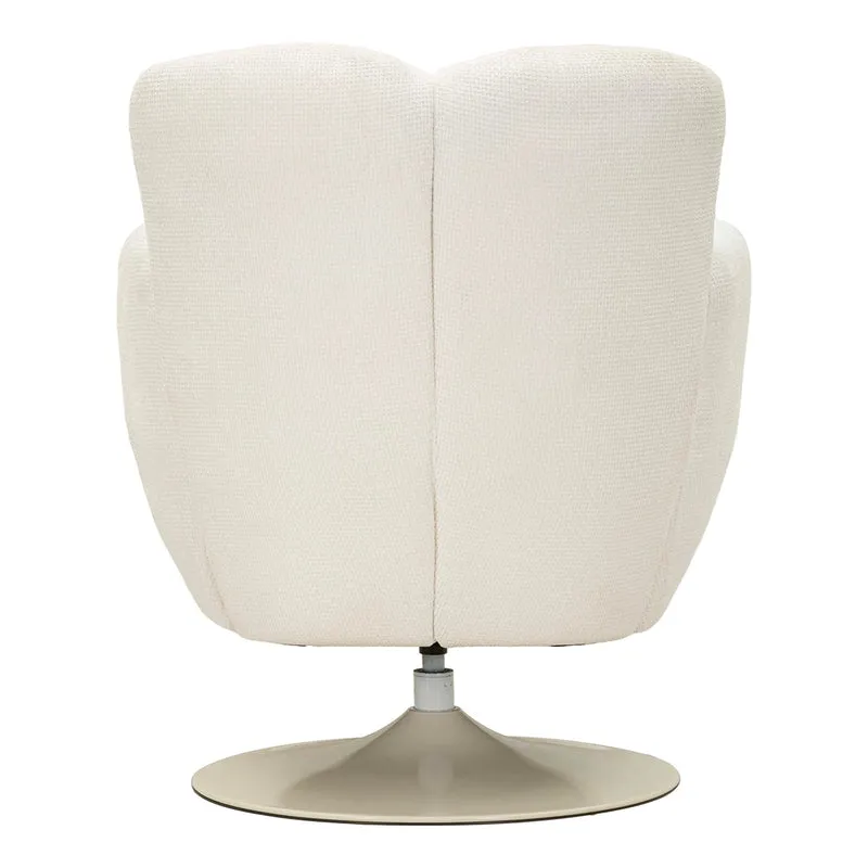 Fauteuil pivotant Jesse tissu chenille Blanc