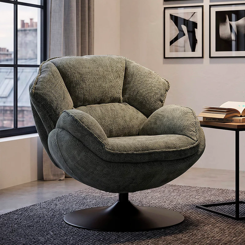 Fauteuil pivotant Dustin tissu chenille Vert et Noir
