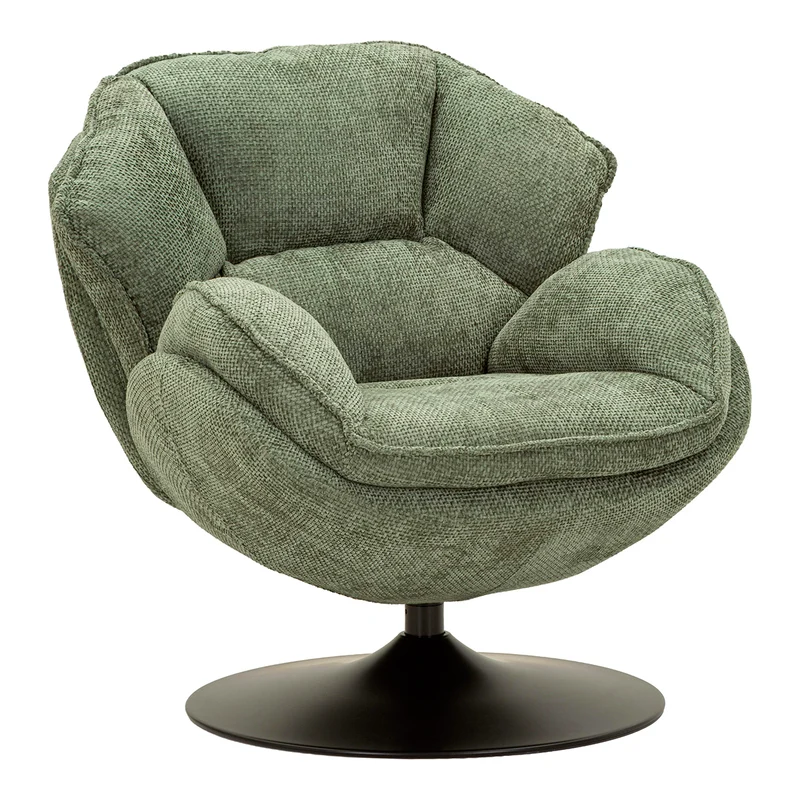 Fauteuil pivotant Dustin tissu chenille Vert et Noir