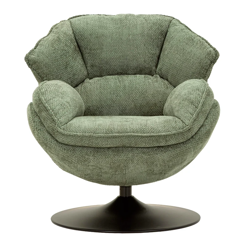 Fauteuil pivotant Dustin tissu chenille Vert et Noir