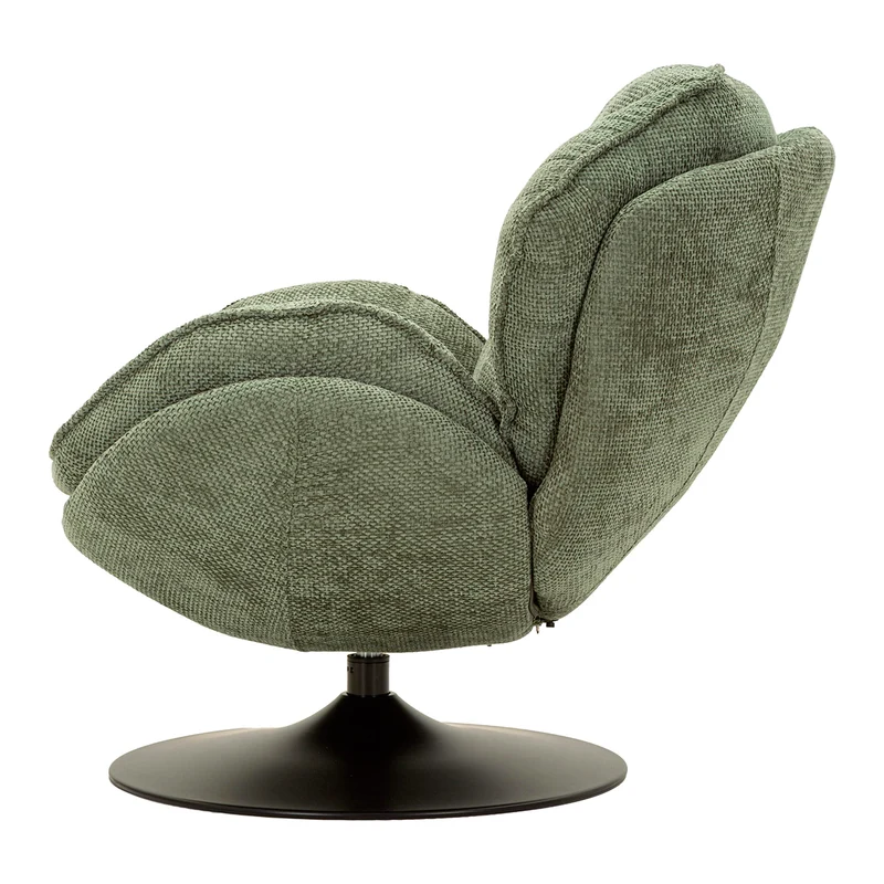 Fauteuil pivotant Dustin tissu chenille Vert et Noir