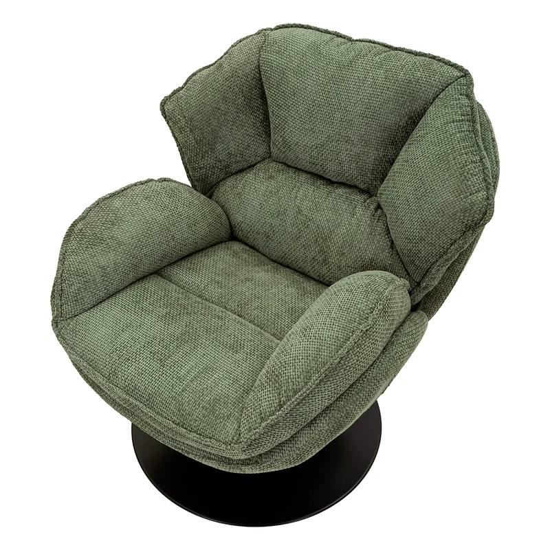 Fauteuil pivotant Dustin tissu chenille Vert et Noir