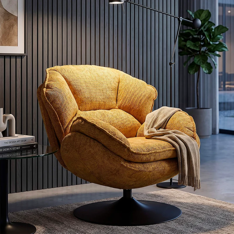 Fauteuil pivotant Dustin tissu chenille Orange et Noir