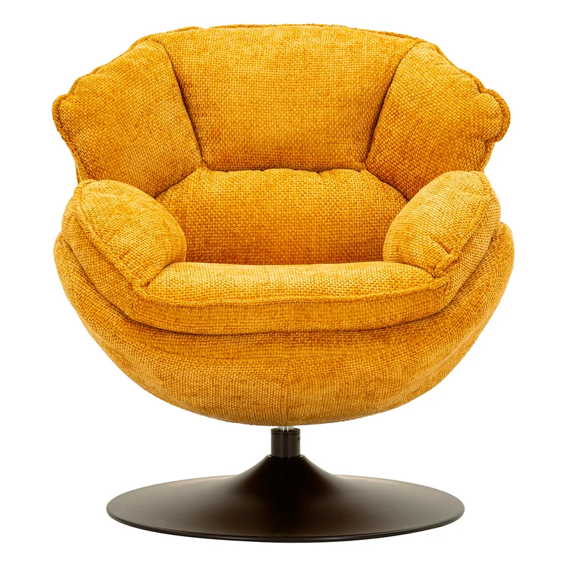 Fauteuil pivotant Dustin tissu chenille Orange et Noir