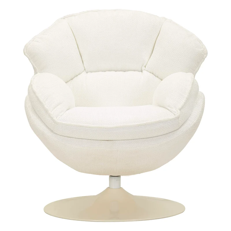 Fauteuil pivotant Dustin tissu chenille Blanc et Crème