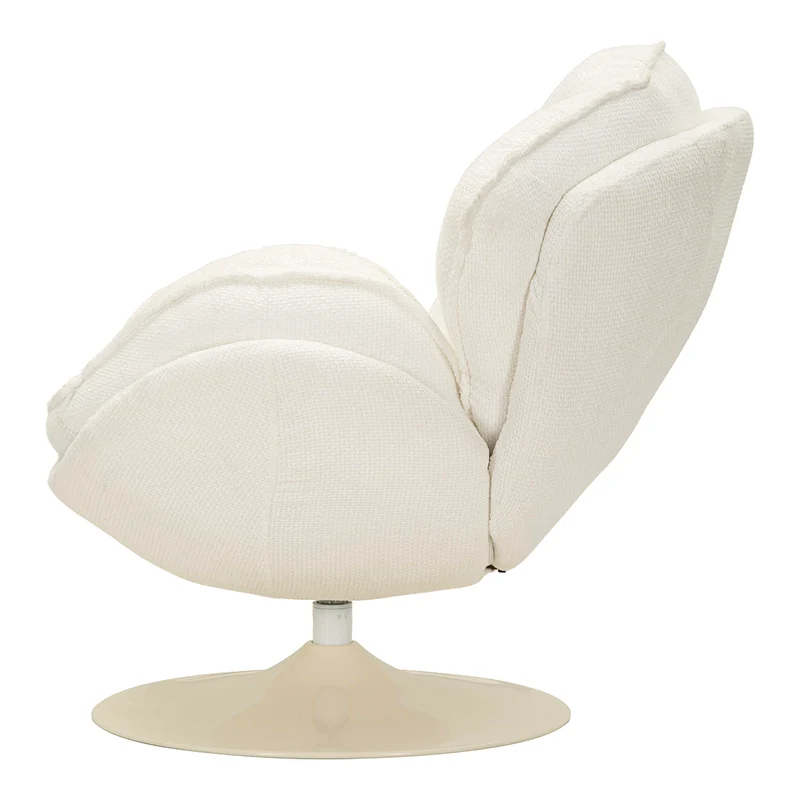 Fauteuil pivotant Dustin tissu chenille Blanc et Crème