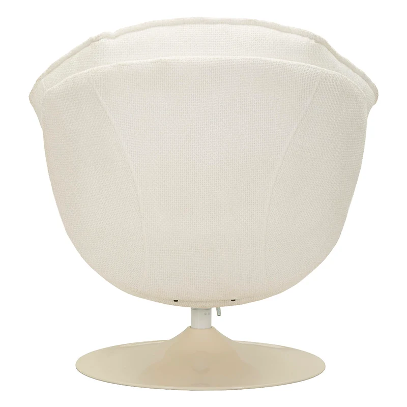 Fauteuil pivotant Dustin tissu chenille Blanc et Crème