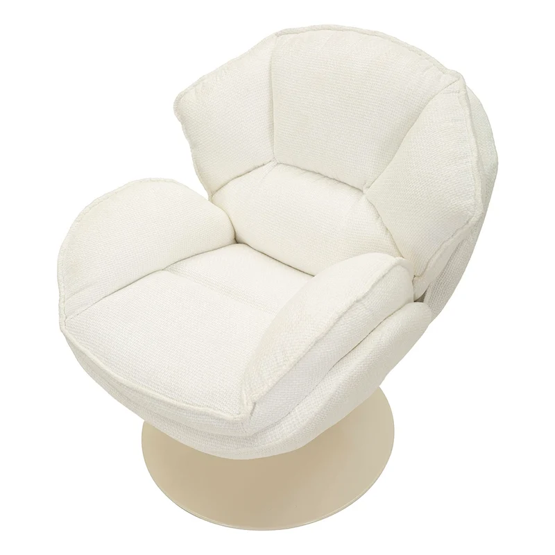 Fauteuil pivotant Dustin tissu chenille Blanc et Crème