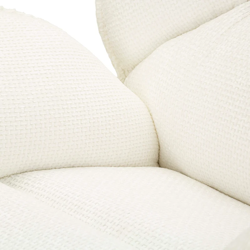 Fauteuil pivotant Dustin tissu chenille Blanc et Crème