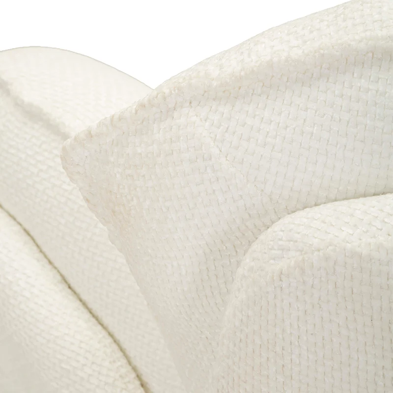 Fauteuil pivotant Dustin tissu chenille Blanc et Crème