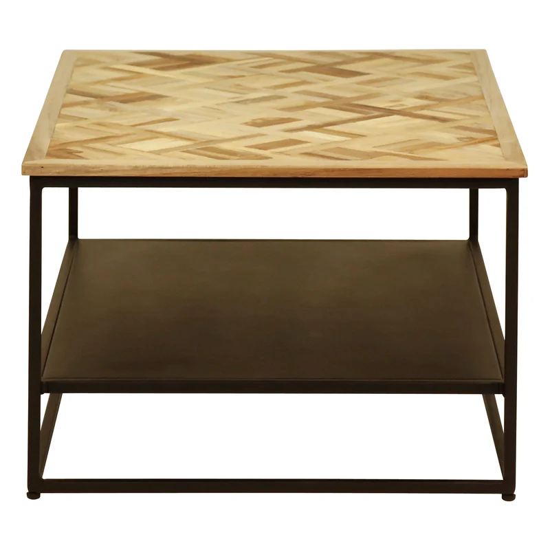 Table basse teck recyclé 90cm noir
