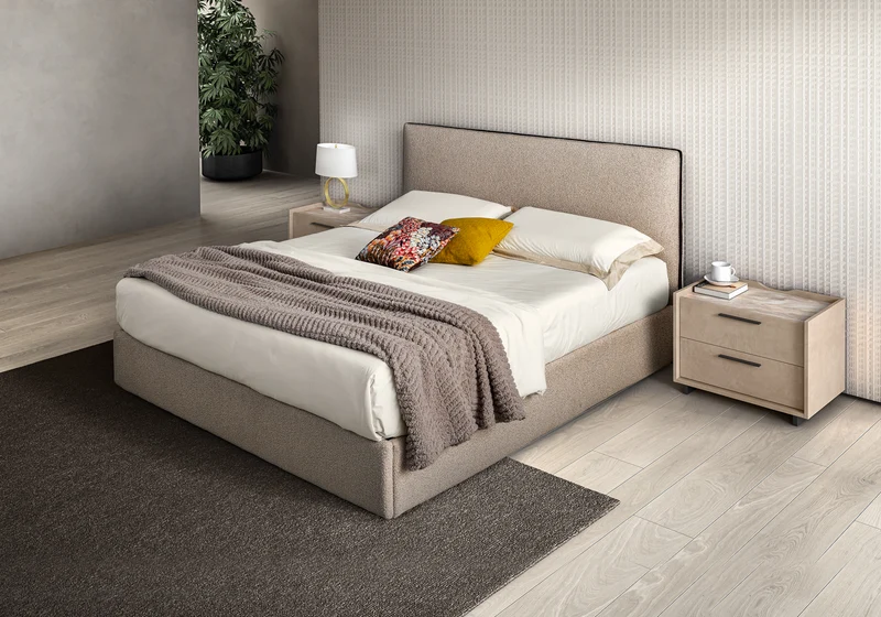 Lit coffre en tissu bouclé design italien – Dune