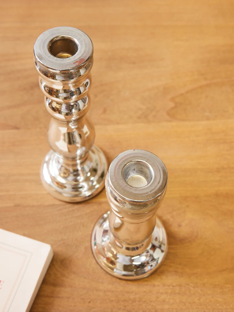 Ulysse, la paire de bougeoirs en verre églomisé N°124