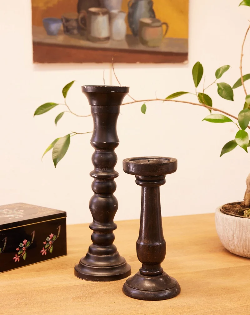 Ulysse, la paire de bougeoirs en bois N°126