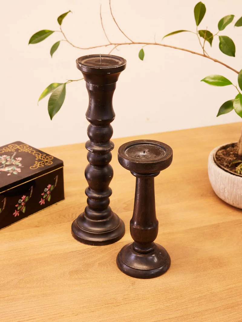 Ulysse, la paire de bougeoirs en bois N°126