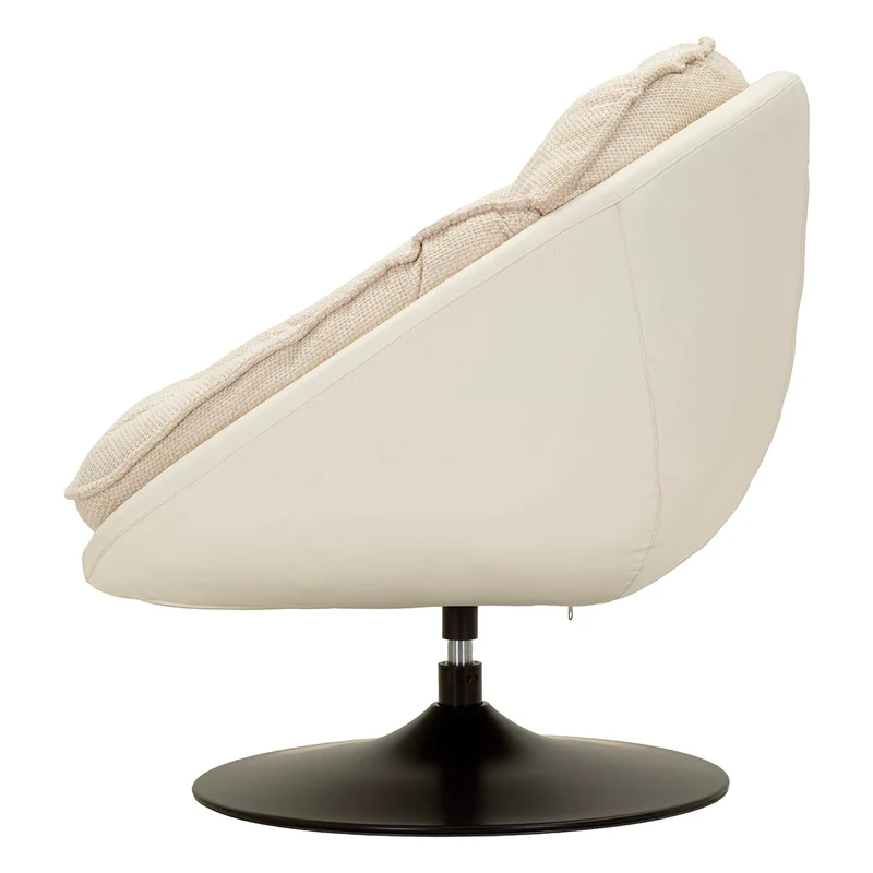 Fauteuil pivotant Corey tissu chenille Crème et Noir