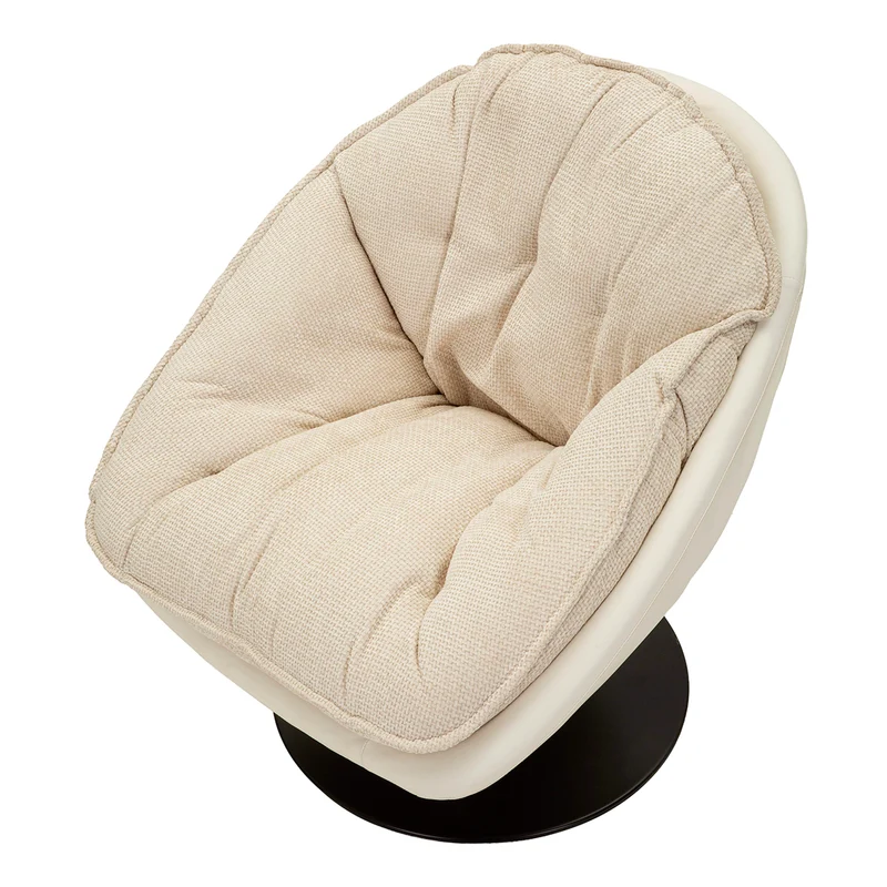 Fauteuil pivotant Corey tissu chenille Crème et Noir