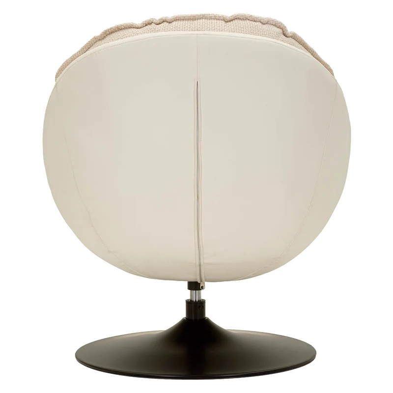 Fauteuil pivotant Corey tissu chenille Crème et Noir