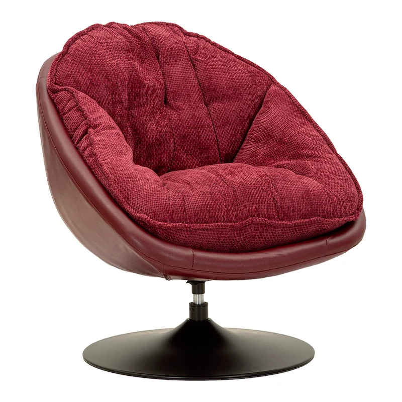 Fauteuil pivotant Corey tissu chenille Bordeaux et Noir