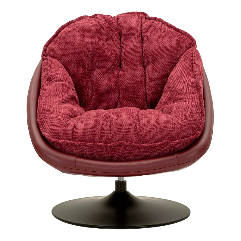 Fauteuil pivotant Corey tissu chenille Bordeaux et Noir