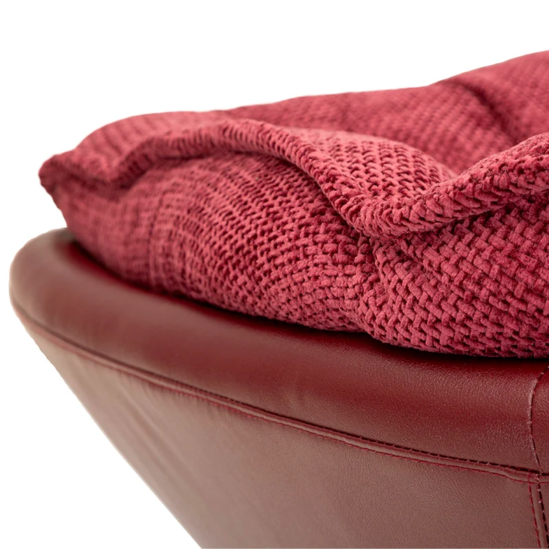 Fauteuil pivotant Corey tissu chenille Bordeaux et Noir