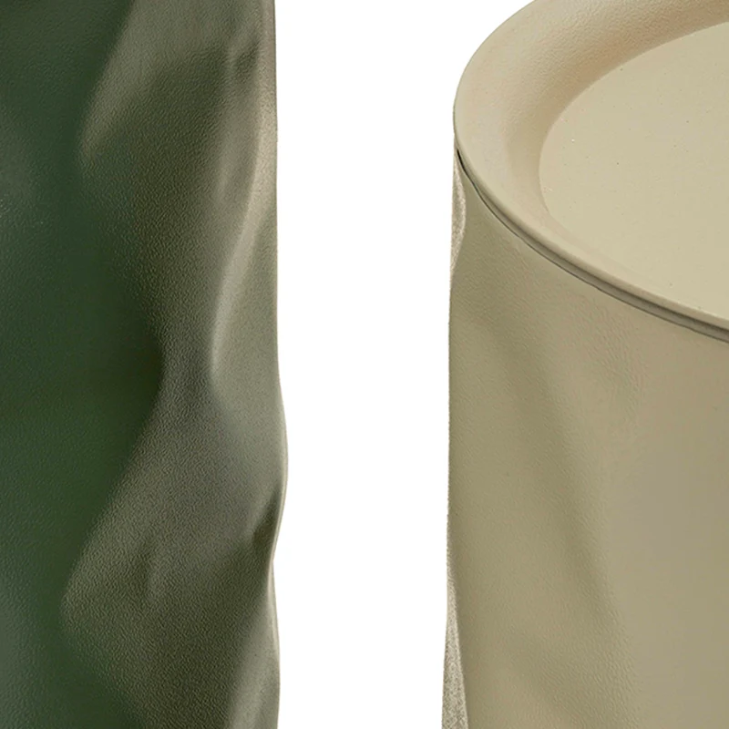 Lot de 2 bouts de canapé 39 cm et 35 cm métal froissé Kiera Vert et Taupe