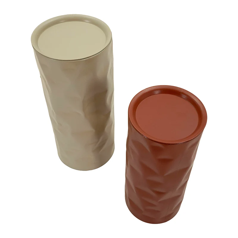Lot de 2 bouts de canapé 30 cm et 27 cm métal froissé Kiera Bordeaux et Taupe