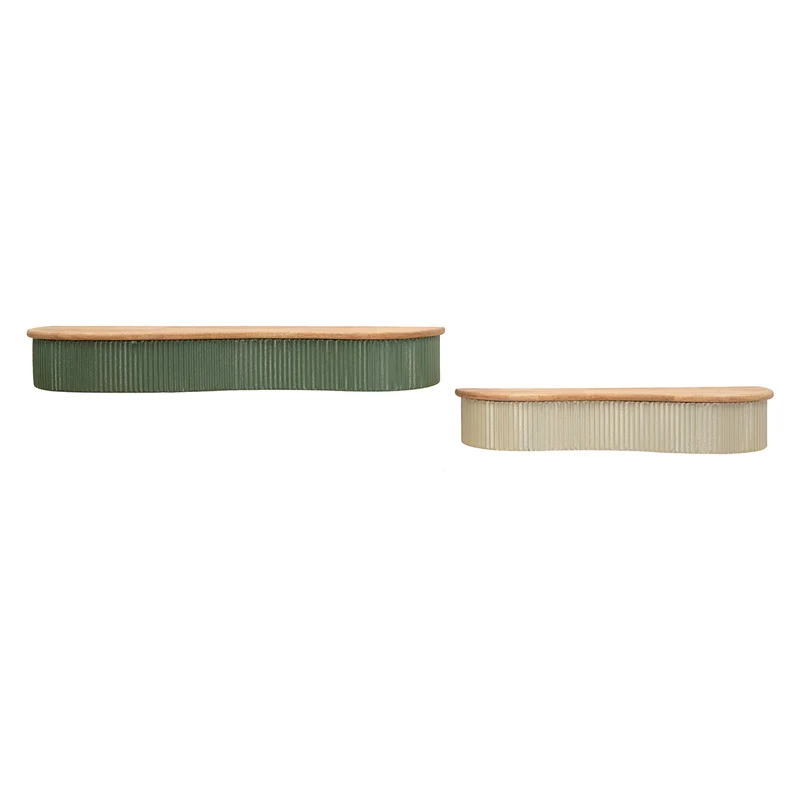 Étagères murale 86 et 65 cm Frieda Vert et Taupe