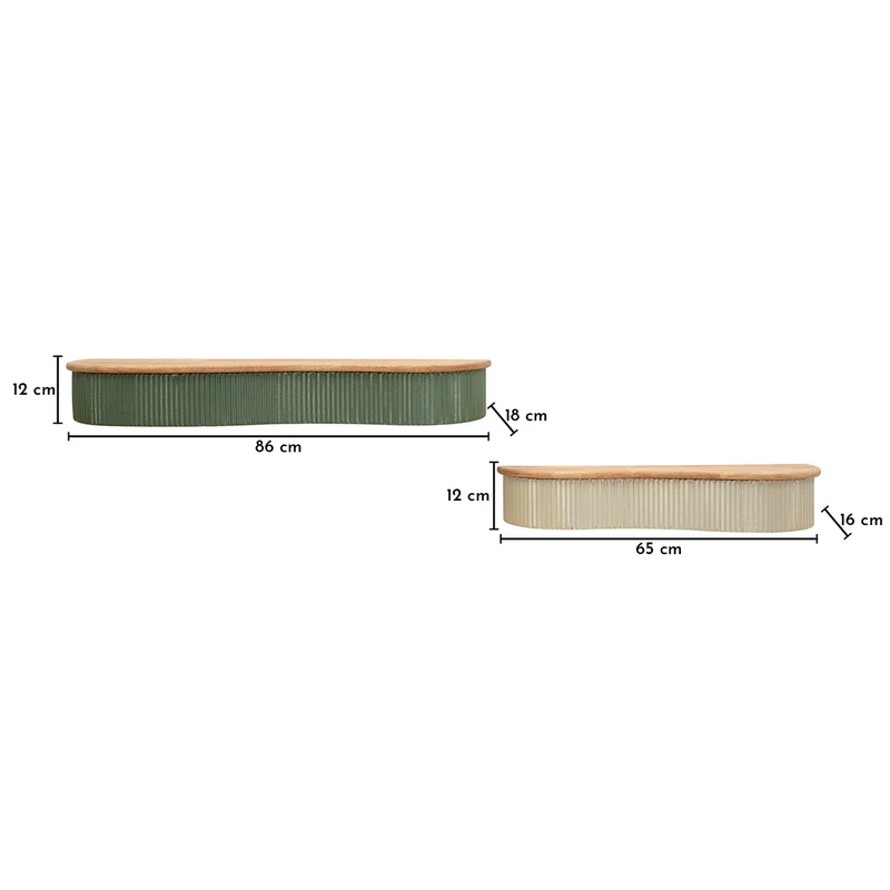 Étagères murale 86 et 65 cm Frieda Vert et Taupe