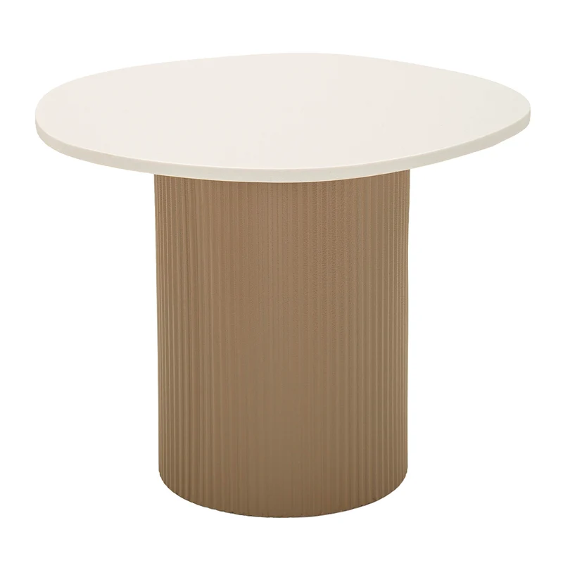 Bout de canapé 46 cm effet marbre Frieda Taupe et Blanc