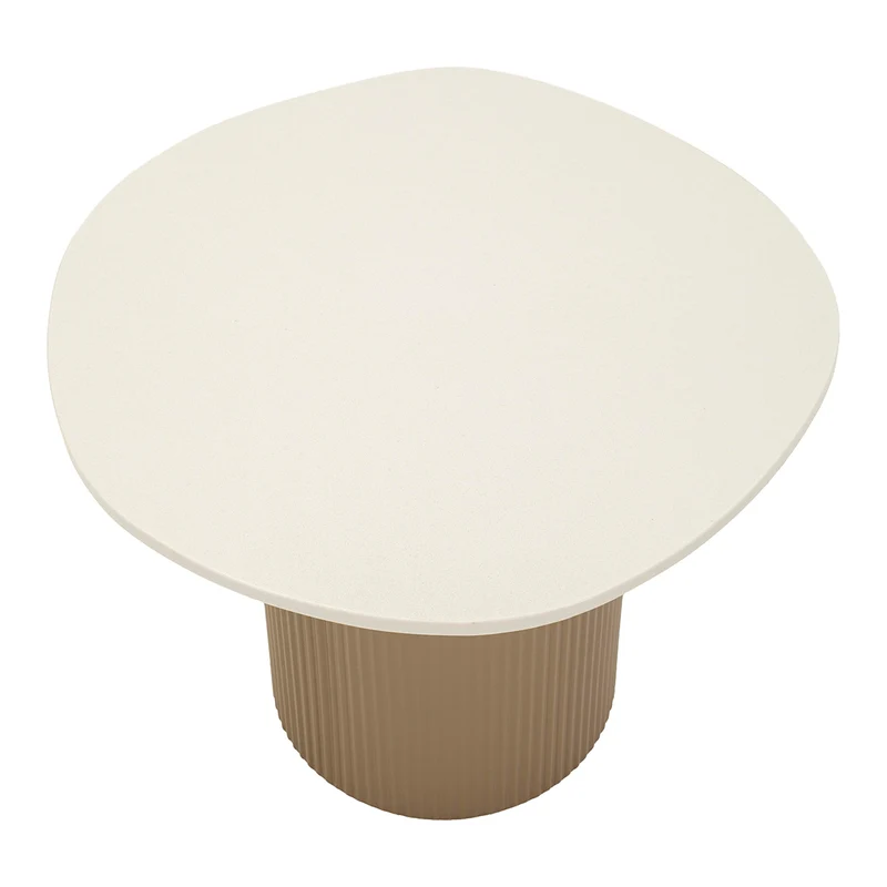 Bout de canapé 46 cm effet marbre Frieda Taupe et Blanc