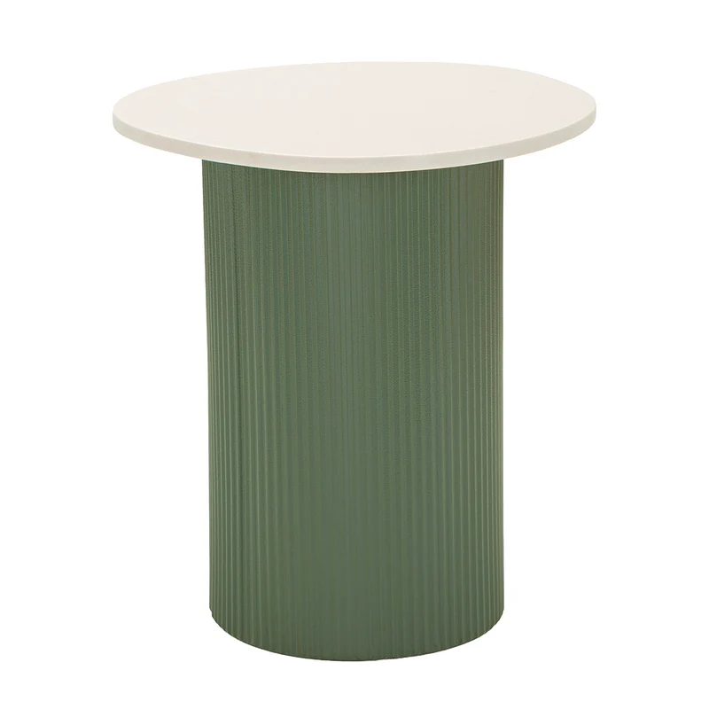 Bout de canapé 40 cm effet marbre Frieda Vert et Blanc