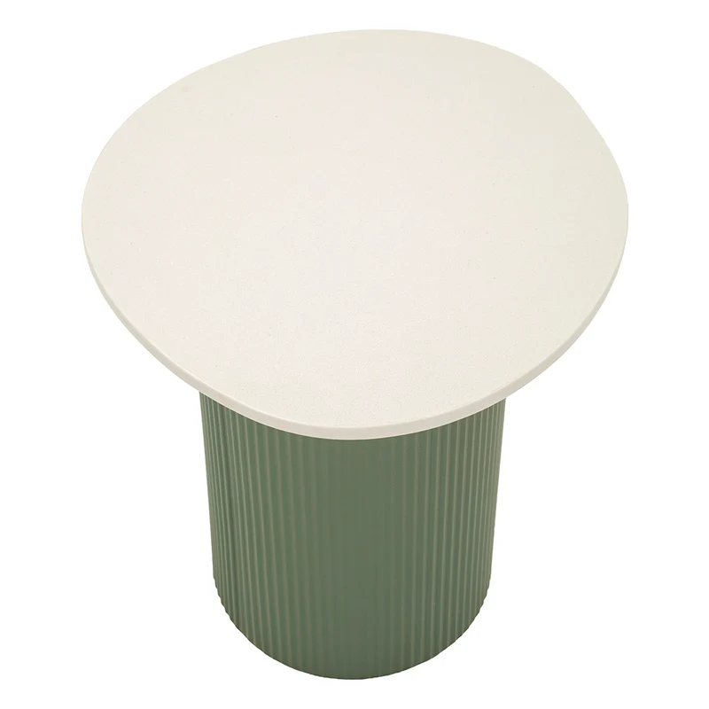 Bout de canapé 40 cm effet marbre Frieda Vert et Blanc