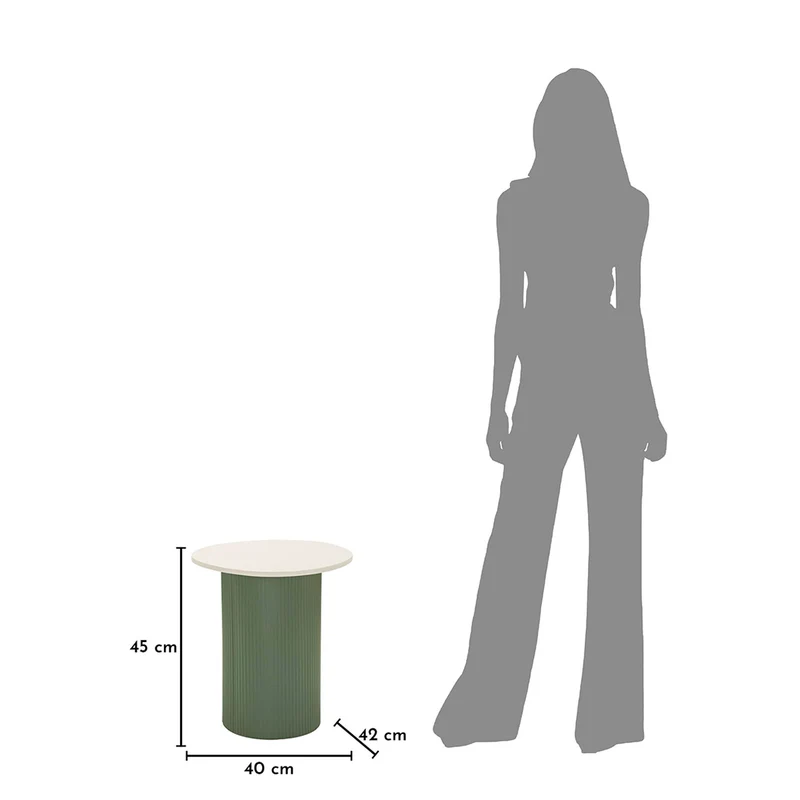 Bout de canapé 40 cm effet marbre Frieda Vert et Blanc