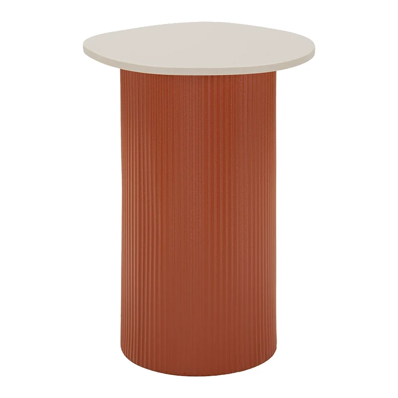 Bout de canapé 35 cm effet marbre Frieda Terracota et Blanc