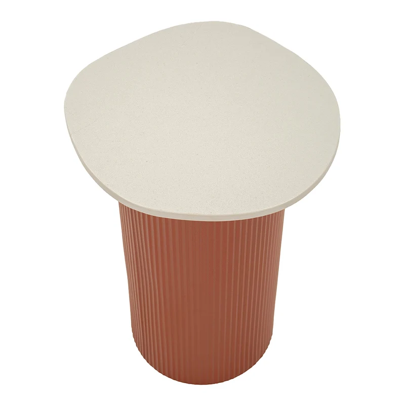 Bout de canapé 35 cm effet marbre Frieda Terracota et Blanc